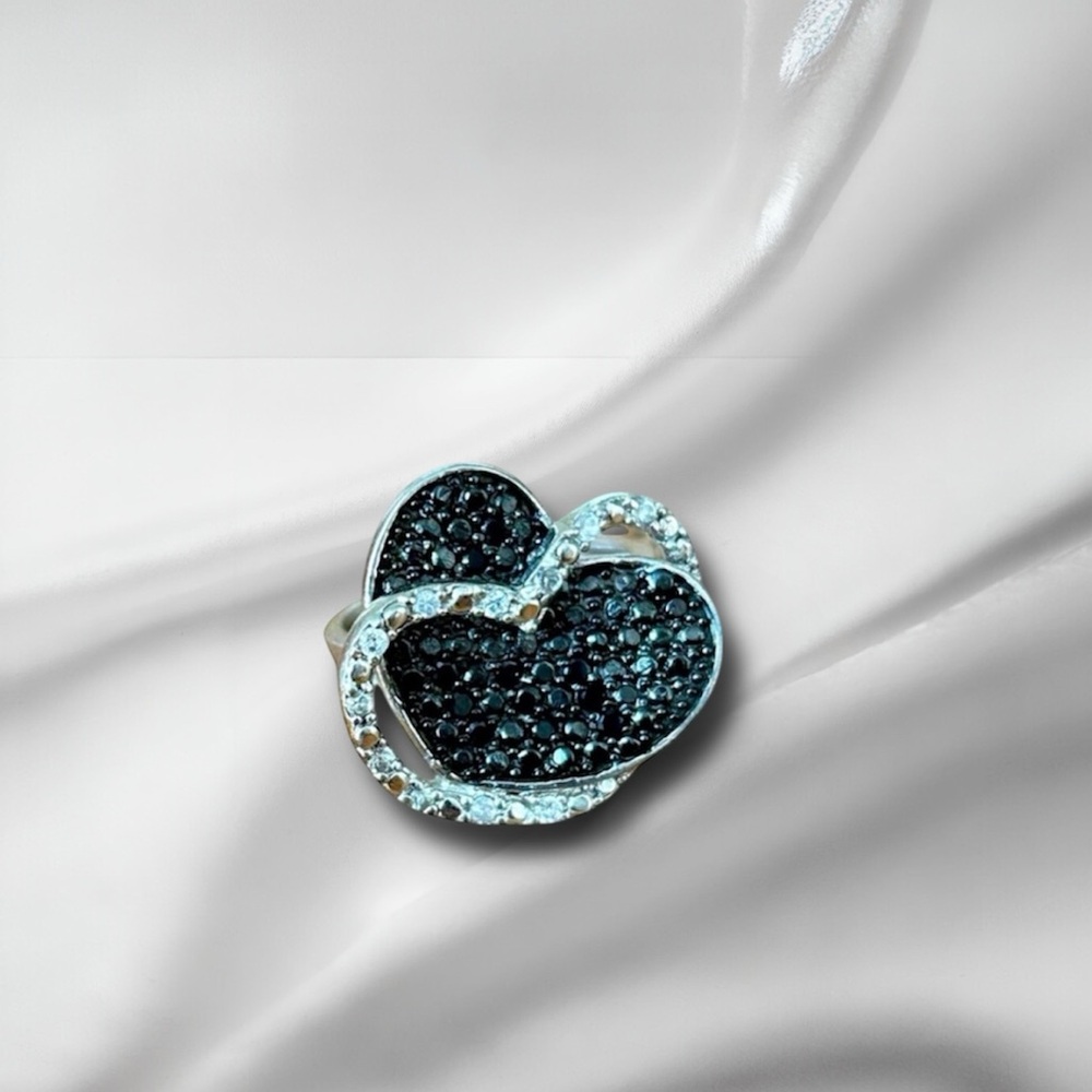 Sterling silver double hearts ring, size 7 (resizable)